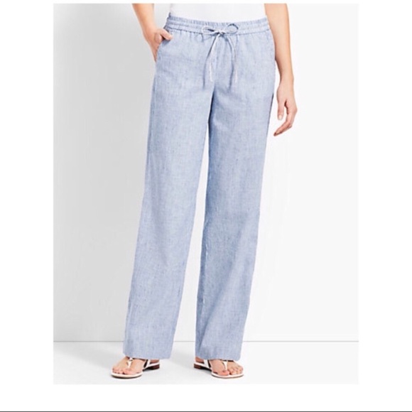 Talbots Pants - NEW Talbots linen knit Chambray belted ankle pant